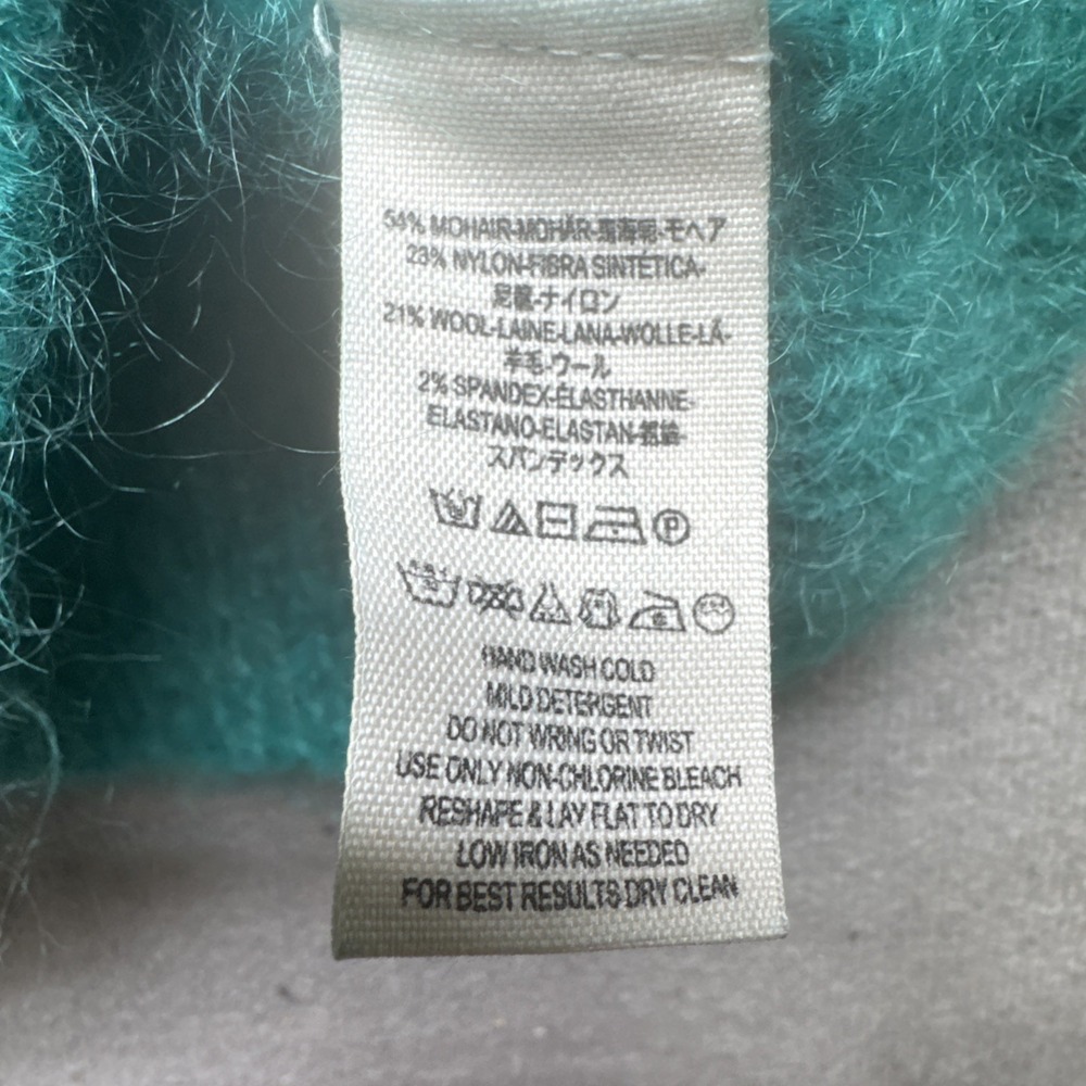 Free People‎ Green Mohair Blend Button Front Cardigan Sweater Boho Slouchy M - Picture 6 of 8